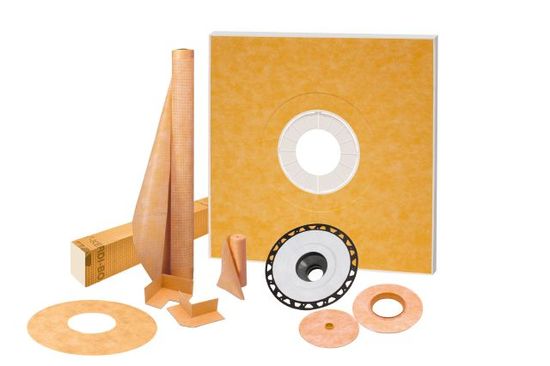 KERDI-SHOWER-KIT Shower Kit with Center Outlet Position without Grate with 2" ABS Flange 48" x 48"