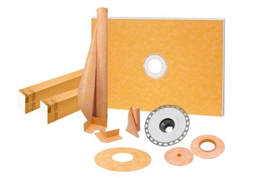 KERDI-SHOWER-KIT Shower Kit with Center Outlet Position without Grate with 2" PVC Flange 38" x 60"