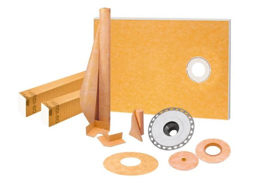 KERDI-SHOWER-KIT Shower Kit with Off-Set Outlet Position without Grate with 2" ABS Flange 38" x 60"