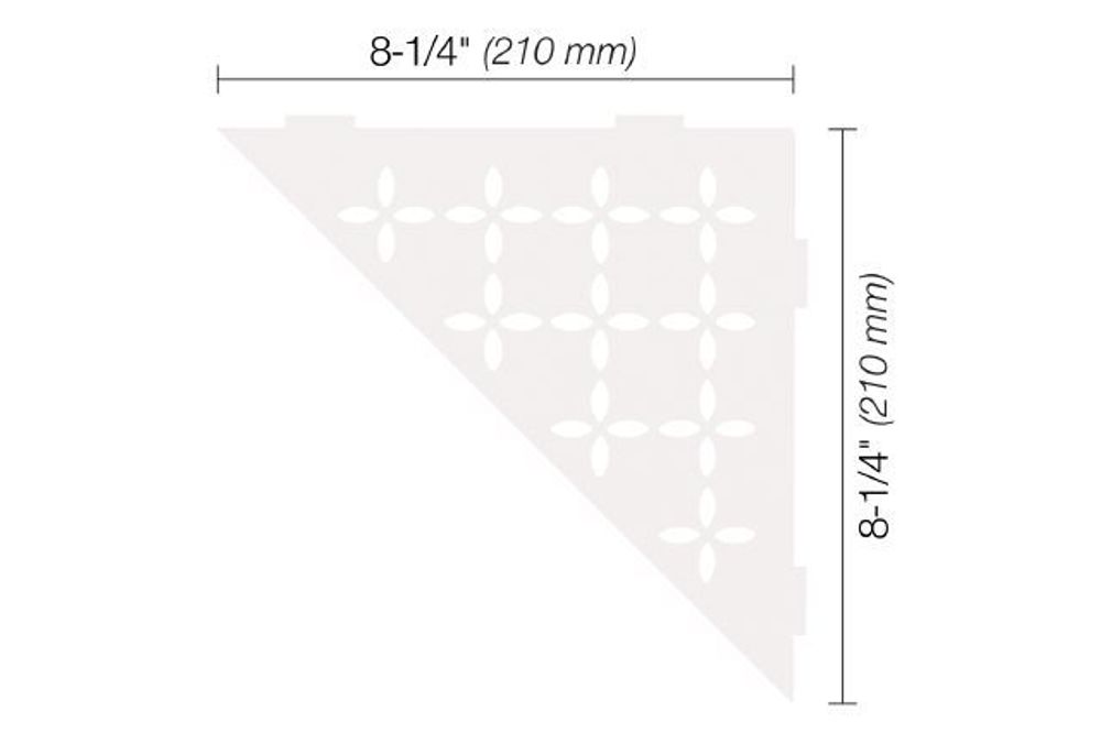 Schluter SHELF-E Triangular Corner Shelf Floral Design Aluminum Matte  White (SES1D5MBW) FloorBox