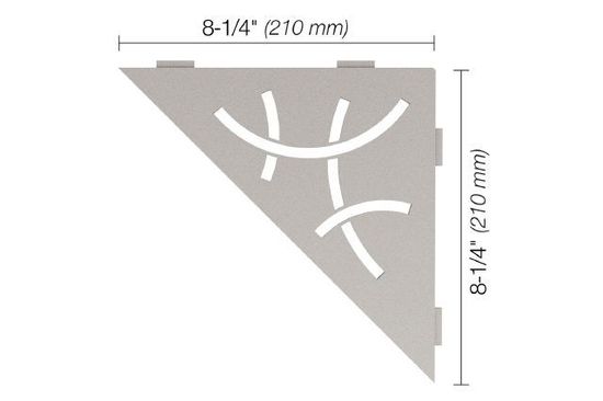 SHELF-E Triangular Corner Shelf Curve Design - Aluminum Greige