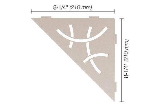 SHELF-E Triangular Corner Shelf Curve Design - Aluminum Cream