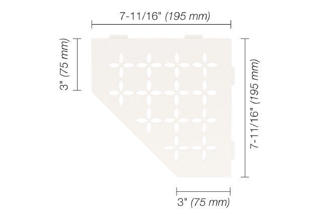 Schluter SHELF-E Pentagonal Corner Shelf Floral Design Aluminum Matte  White (SES2D5MBW) FloorBox