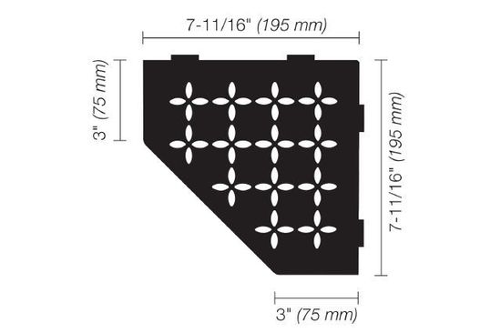 SHELF-E Étagère de coin pentagonale modèle Floral - aluminium noir mat