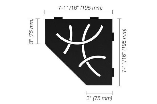 SHELF-E Étagère de coin pentagonale modèle Curve - aluminium noir mat