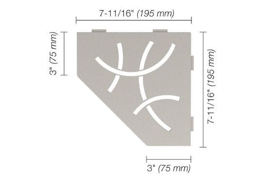 SHELF-E Pentagonal Corner Shelf Curve Design - Aluminum Greige