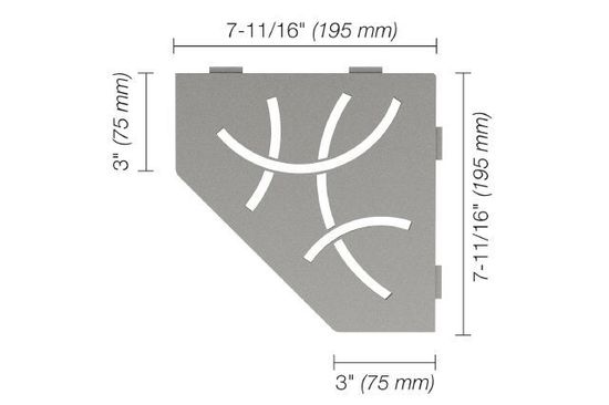 SHELF-E Pentagonal Corner Shelf Curve Design - Aluminum Stone Grey