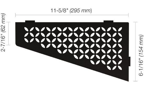 SHELF-E Quadrilateral Corner Shelf Floral Design - Aluminum Matte Black