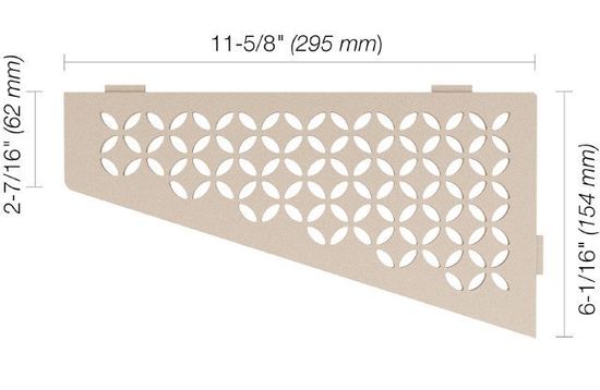 SHELF-E Quadrilateral Corner Shelf Floral Design - Aluminum Cream
