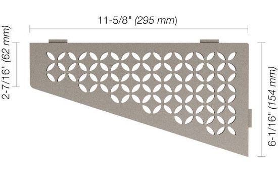 SHELF-E Quadrilateral Corner Shelf Floral Design - Aluminum Stone Grey