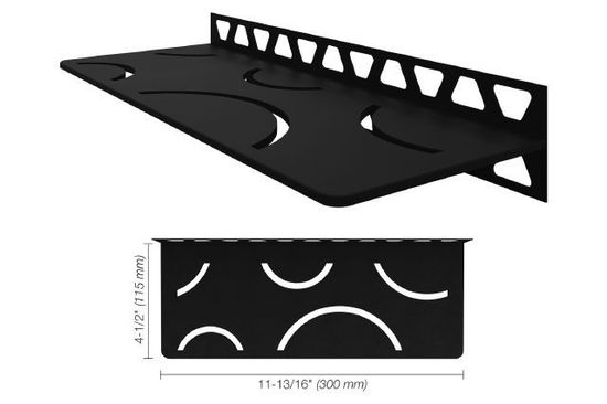 Shelf-W Rectangular Wall Shelf Curve Design - Aluminum Matte Black 