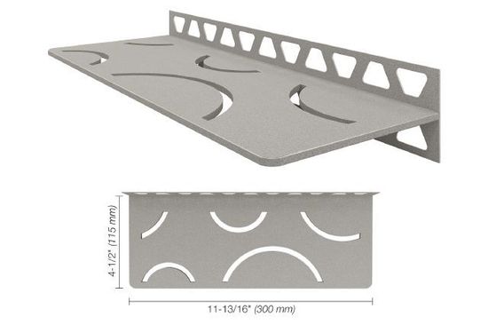 Shelf-W Rectangular Wall Shelf Curve Design - Aluminum Stone Grey 