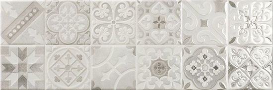 Wall Tiles Grisha Silver Deco Glossy 8" x 24"