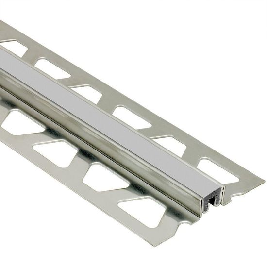 DILEX-KSN Surface Movement Joint Profile with 7/16" Classic Grey Insert - Stainless Steel (V2) 5/8" (16 mm) x 8' 2-1/2"