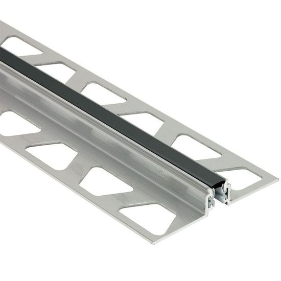 DILEX-AKWS Profilé de joint de surface avec zone de mouvement de PVC 1/4" - aluminium noir 1/2" (12.5 mm) x 8' 2-1/2"
