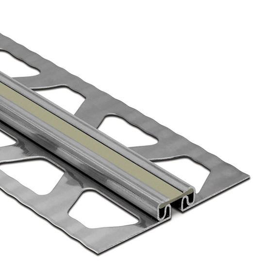 DILEX-EKSB Profilé de joint de surface pour les revêtements de plancher plus minces - acier inoxydable (V2) avec joint de 1/4" gris 3/16" (4.5 mm) x 8' 2-1/2"
