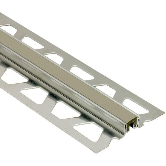 DILEX-KSN Surface Movement Joint Profile with 7/16" Grey Insert - Stainless Steel (V2) 23/32" (18.5 mm) x 8' 2-1/2"