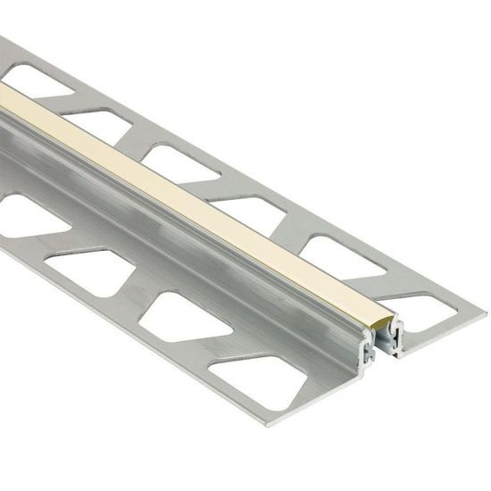 DILEX-AKWS Profilé de joint de surface avec zone de mouvement de PVC 1/4" - aluminium sable 7/16" (11 mm) x 8' 2-1/2"