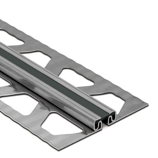 DILEX-EKSB Profilé de joint de surface pour les revêtements de plancher plus minces - acier inoxydable (V2) avec joint de 1/4" noir 3/32" (2.5 mm) x 8' 2-1/2"