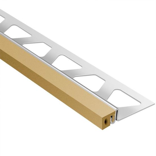 DILEX-KSA Perimeter Joint Profile with 3/8" Self-Adhesive Strip Light Beige - Stainless Steel (V2) 1/2" (12.5 mm) x 8' 2-1/2"