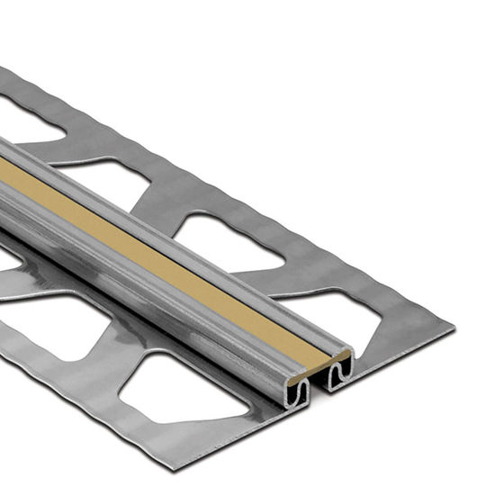 DILEX-EKSB Profilé de joint de surface pour les revêtements de plancher plus minces - acier inoxydable (V2) avec joint de 1/4" beige clair 3/32" (2.5 mm) x 8' 2-1/2"