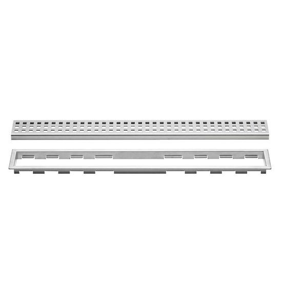 KERDI-LINE Drain linéaire encastré avec design de grille Square - acier inoxydable (V4) brossé 3/4" x 59-1/16"