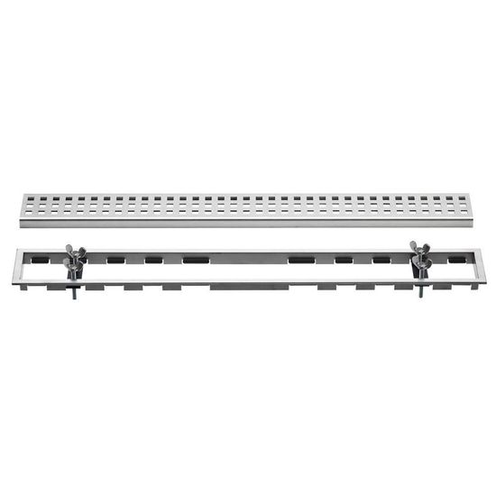 KERDI-LINE Drain linéaire encastré avec design de grille Square avec verrouillage - acier inoxydable (V4) brossé 3/4" x 47-1/4