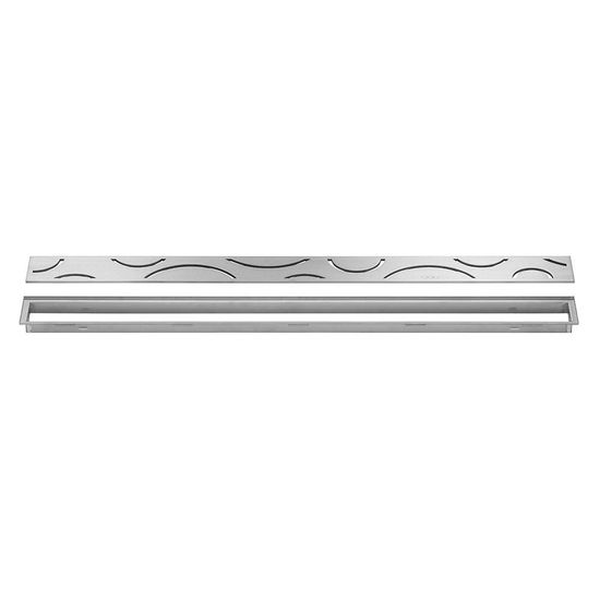 KERDI-LINE Linear Floor Drain with Curve Grate Design - Brushed Stainless Steel (V4) 29/32" x 19-11/16"