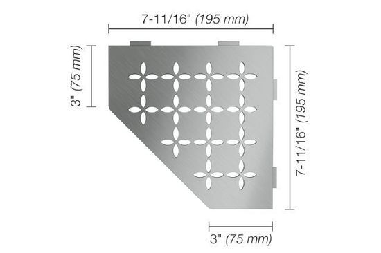 SHELF-E Pentagonal Corner Shelf Floral Design - Brushed Stainless Steel (V2)