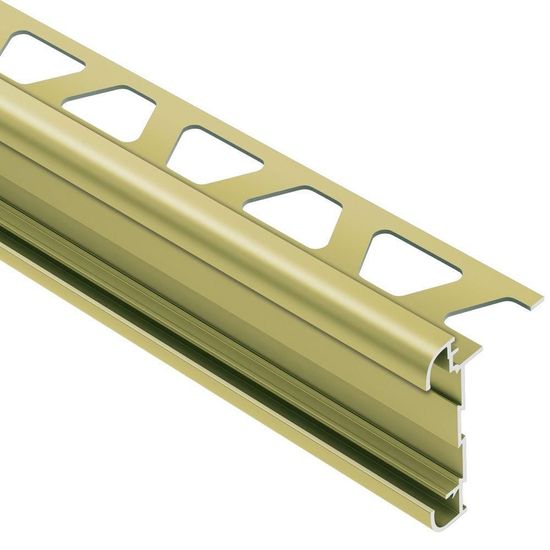 RONDEC-CT Profilé de bordure à comptoir double rail - Aluminum Anodized Matte Brass 5/16" (8 mm) x 8' 2-1/2"