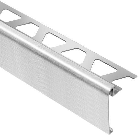 RONDEC-STEP Profilé de finition et protection des rebords avec ailette verticale de 1-1/2"  - aluminium anodisé chrome brossé 1/2" (12.5 mm) x 8' 2-1/2"