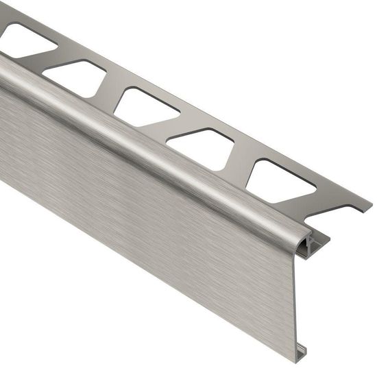 RONDEC-STEP Profilé de finition et protection des rebords avec ailette verticale de 1-1/2"  - aluminium anodisé nickel brossé 1/2" (12.5 mm) x 8' 2-1/2"