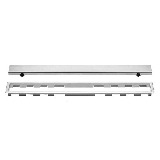 KERDI-LINE Linear Floor Drain with Solid Grate Design - Brushed Stainless Steel (V4) 3/4" x 27-9/16"