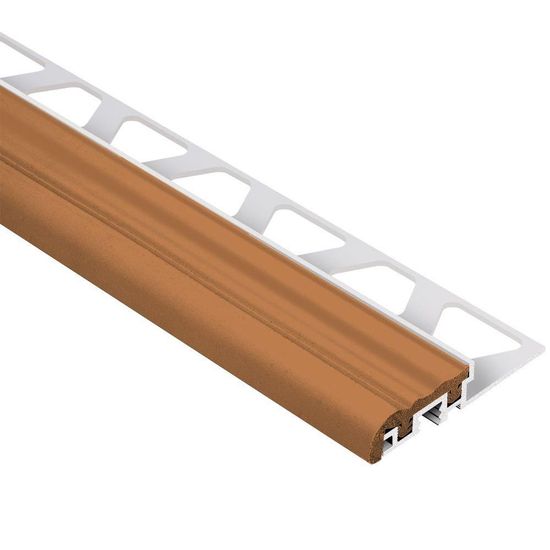 TREP-S Stair-Nosing Profile with Nut Brown Insert - Aluminum and PVC Plastic 1-1/32" x 4' 11" x 1/2" (12.5 mm) 