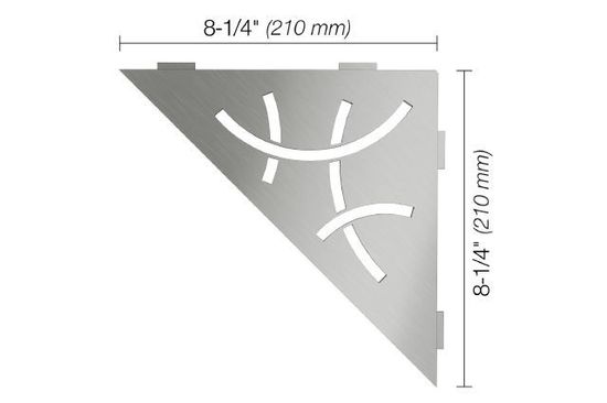 SHELF-E Triangular Corner Shelf Curve Design - Brushed Stainless Steel (V2)