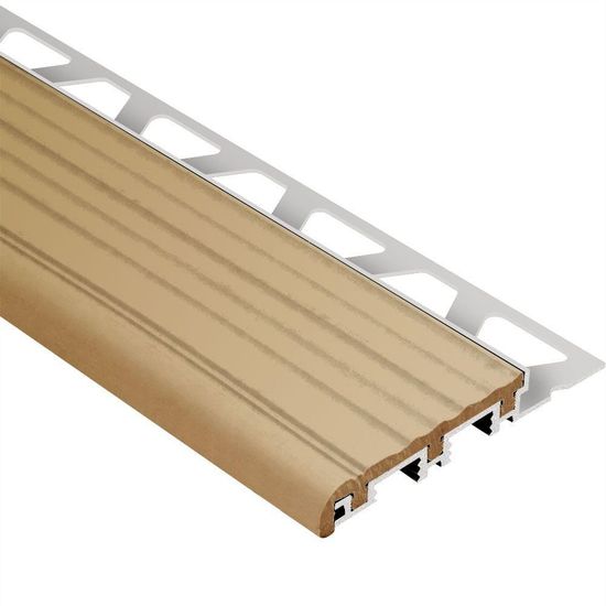 TREP-B Stair-Nosing Profile - Aluminum with Light Beige Tread 2-1/8" x 1/2" (12.5 mm) x 4' 11"
