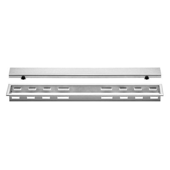 KERDI-LINE Linear Floor Drain with Solid Grate Design - Brushed Stainless Steel (V4) 1-1/8" x 23-5/8"