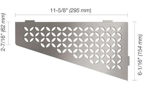 SHELF-E Quadrilateral Corner Shelf Floral Design - Brushed Stainless Steel (V2)