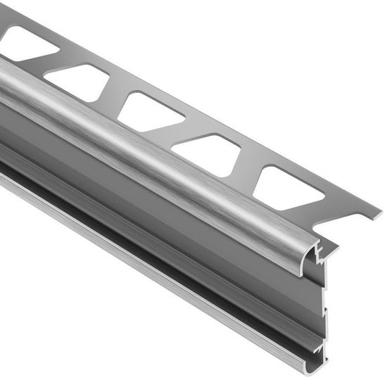 RONDEC-CT Profilé de bordure à comptoir double rail - Aluminum Anodized Brushed Chrome 1/2" (12.5 mm) x 8' 2-1/2"