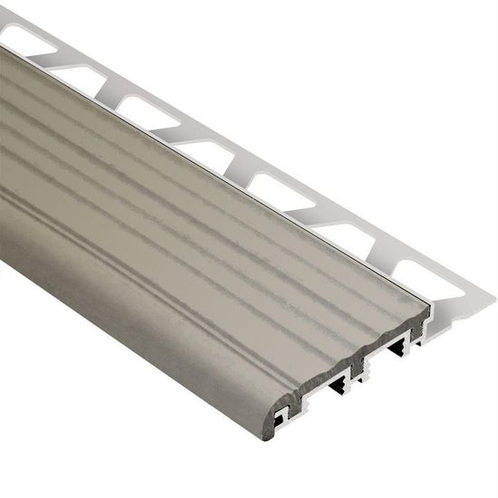 TREP-B Stair-Nosing Profile - Aluminum with Grey Tread 2-1/8" x 3/8" (10 mm) x 4' 11"