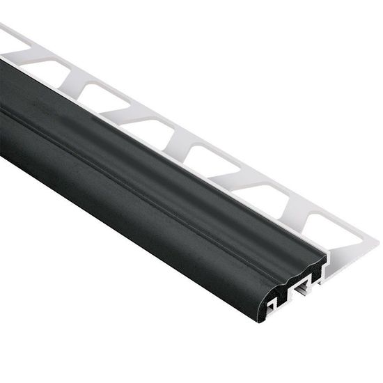 TREP-S Profilé de nez de marche avec insert noir - aluminium et plastique PVC 1-1/32" x 4' 11" x 3/8" (10 mm) 