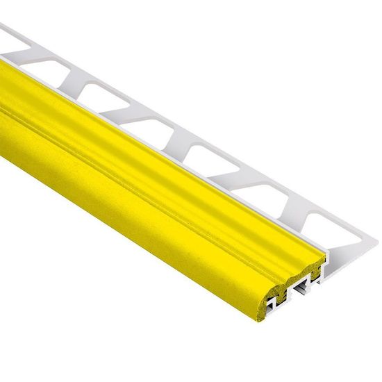 TREP-S Profilé de nez de marche avec insert jaune - aluminium et plastique PVC 1-1/32" x 4' 11" x 3/8" (10 mm) 