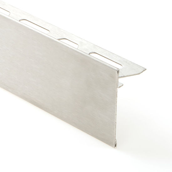SCHIENE-STEP Profilé de bordure de comptoir/marche - acier inoxydable (V2) brossé 11/32" (9 mm) x 8' 2-1/2" avec ailette verticale de 1-1/2"
