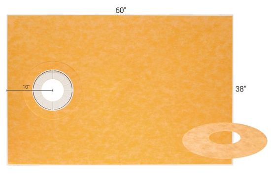 KERDI-SHOWER-TS Kit de bac de douche préfabriquée en pente avec position de sortie décentrée 1-1/8" x 38" x 60"