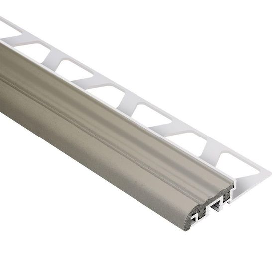 TREP-S Profilé de nez de marche avec insert gris - aluminium et plastique PVC  1-1/32" x 4' 11" x 3/8" (10 mm) 
