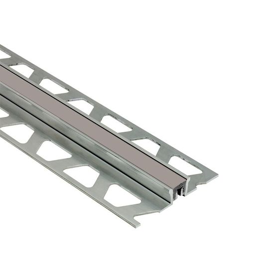 DILEX-KSN Surface Movement Joint Profile with 7/16" Grout Grey Insert - Aluminum 3/8" (10 mm) x 8' 2-1/2"
