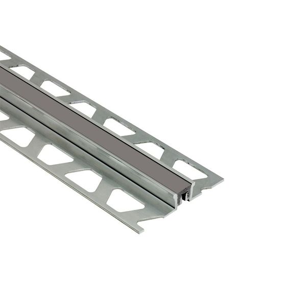 DILEX-KSN Surface Movement Joint Profile with 7/16" Dark Anthracite Insert - Aluminum 1/2" (12.5 mm) x 8' 2-1/2"