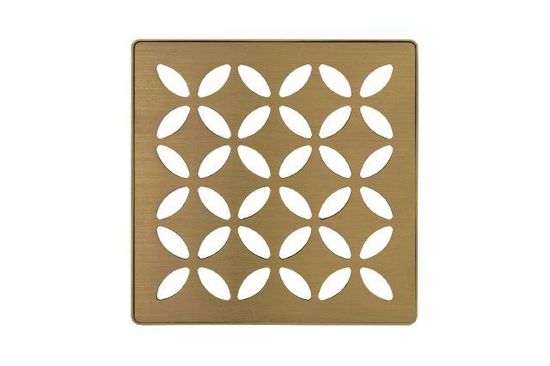 KERDI-DRAIN Square Grate Kit Floral - Stainless Steel (V2) Brushed Vintage Gold 4"