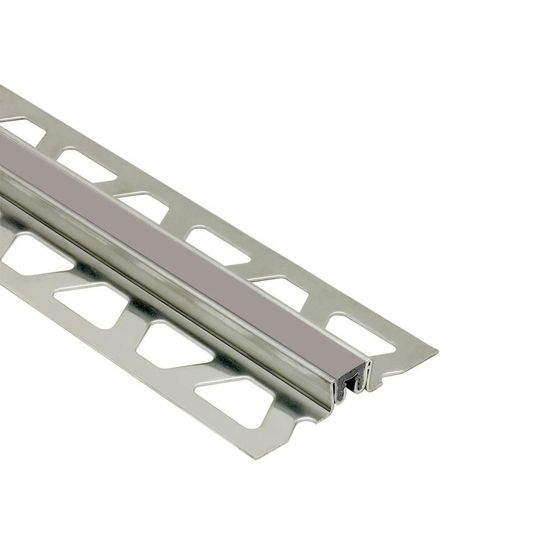 DILEX-KSN Surface Movement Joint Profile with 7/16" Grout Grey Insert - Stainless Steel (V2) 1/2" (12.5 mm) x 8' 2-1/2"