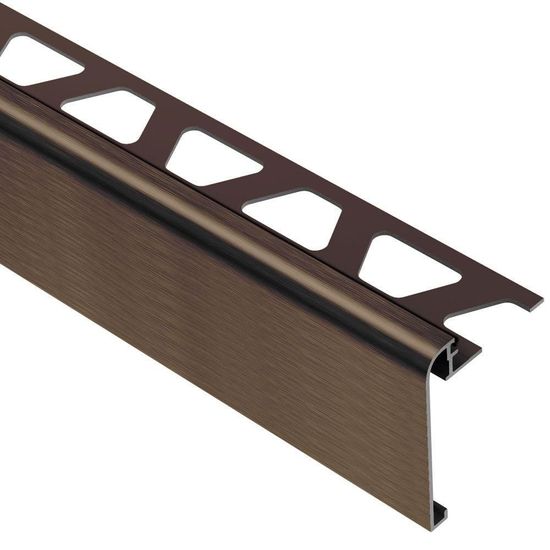 RONDEC-STEP Profilé de finition et protection des rebords avec ailette verticale de 1-1/2"  - aluminium anodisé bronze antique brossé 1/2" (12.5 mm) x 8' 2-1/2"